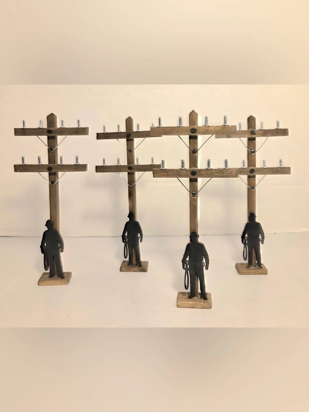 4 LINEMAN POLE & Silhouette Climber | cake decoration | 12” Miniature Decor